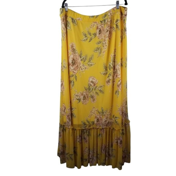 Women's Pastel Yellow Cottagecore Peasant Pairie Coastal Fairycore Maxi Skirt XL - Picture 1 of 8